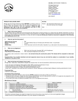 Fillable Online PRODUCT DISCLOSURE SHEET Please Read This Fax