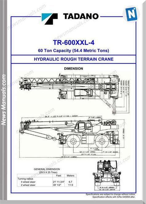 tadano terrain crane trxxl  load charts user manual