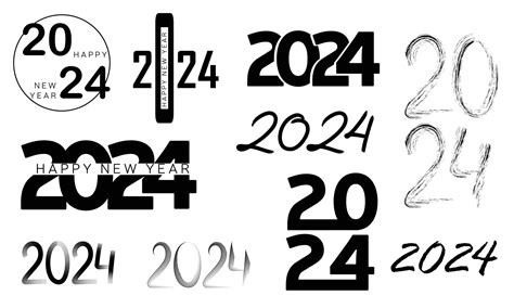 Year Collection Handwriting Symbols Happy New Year Set