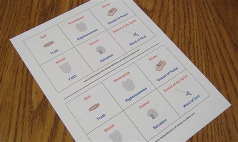 Printable Armor Of God Game For Sunday School