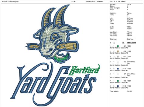 Hartford Yard Goats - 2016, Eastern League, Baseball Sports Embroidery ...