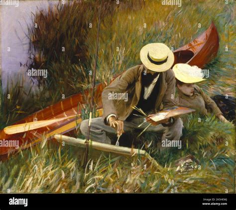 An Out Of Doors Study Depicting Paul C Sar Helleu Sketching With