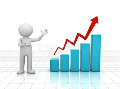 3d Man Presenting Business Growth Chart Graph Stock Illustration