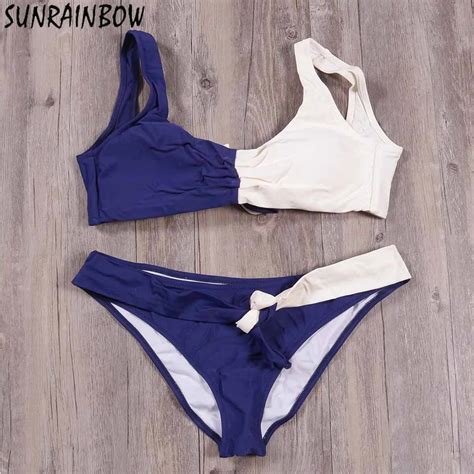 Sunrainbow Bikini Set Patchwork Swimwear Women Swimsuit Lower