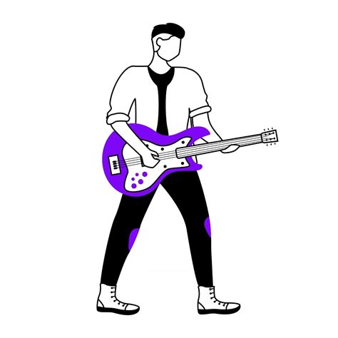 Illustration Vectorielle De Guitariste Contour Plat Guitariste