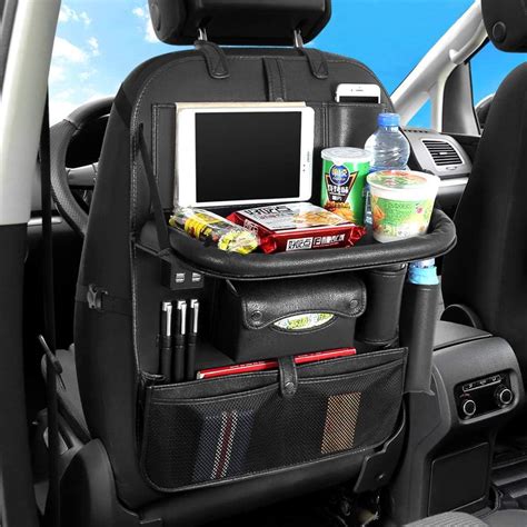 Homdsim Car Seat Back Organizer With 4 Usb Charger Car Pu Leather Backseat Organizer