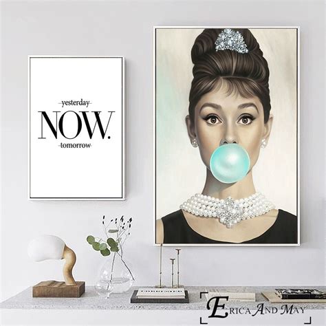 Audrey Hepburn Breakfast At Tiffanys” Bubble Gum Photo Canvas Quotes