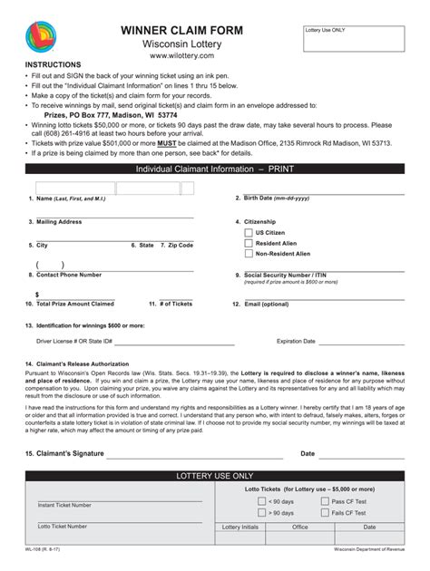 Wisconsin Lottery Claim Form Fill Out And Sign Online Dochub