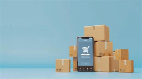 Smartphone And Piles Of Cardboard Boxes Premium Ai Generated Image