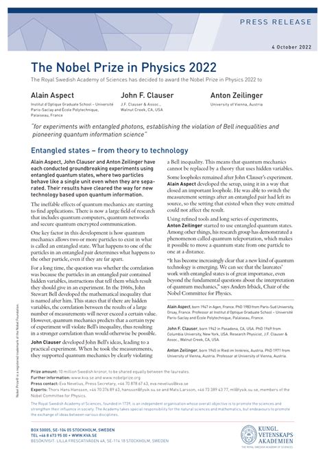 (PDF) Nobel Prize in Physics 2022