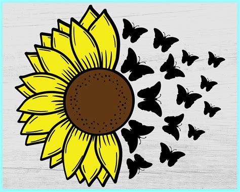 Sunflower And Butterflies Svg Butterfly Svg Sunflowers Svg Nature Svg Porn Sex Picture