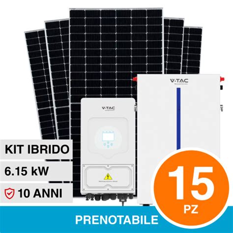 Set 15 Pannelli Solari Slim Inverter 6kW Batteria V Tac