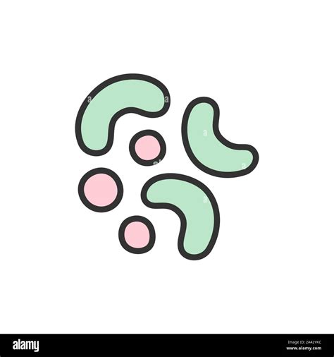 Vector Probiotics Bacteria Flat Color Line Icon Stock Vector Image