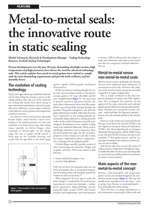 Pdf Metal To Metal Seals