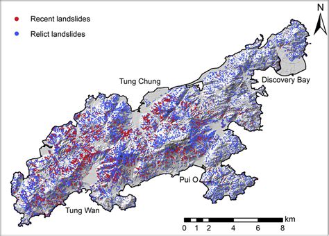 Spatial distribution of recent and relict landslides in ENTLI on a ...