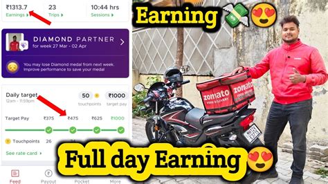 Zomato Earning Per Day Zomato Earning Full Day Order And Earning