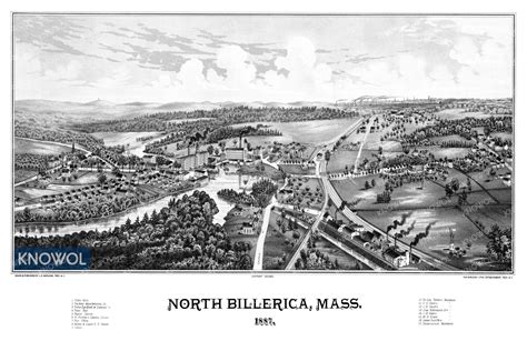 Beautifully restored map of North Billerica, MA from 1887 - KNOWOL