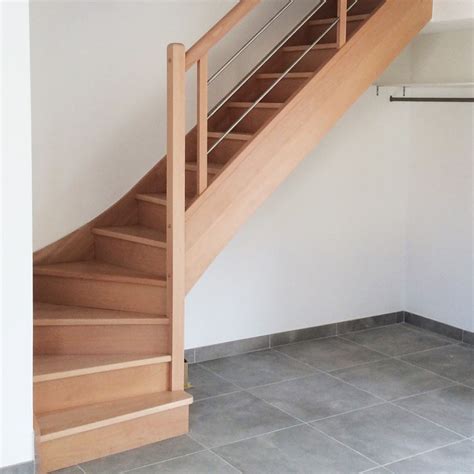 Escalier quart tournant sur mesure en bois et inox Oéba