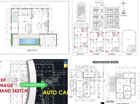 Convert Pdf Sketches To 2d Floor Plan Drawing In Autocad Upwork