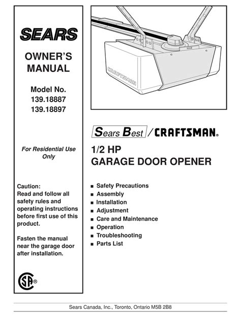 Craftsman Hp Garage Door Opener Manual A Dandk Organizer