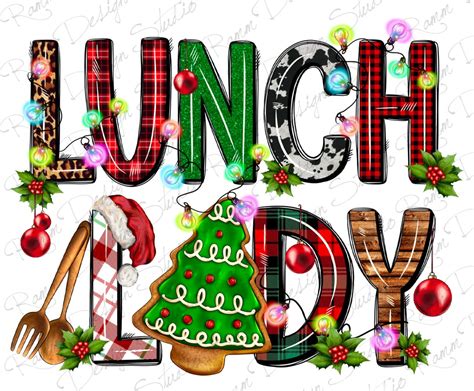 Lunch Lady Christmas Png Sublimation Design Merry Christmas Png Lunch