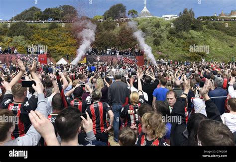 Fans Gather On Bournemough Beach As The Afc Bournemouth Players