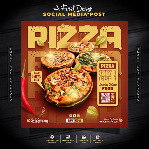 Spezielles Pizza Fast Food Men Social Media Post Und Banner Vorlage