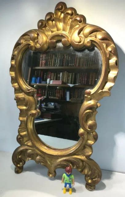 JOLI MIROIR ANCIEN en bois doré style rocaille XVIII ou XIX e EUR