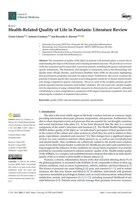 Pdf Health Related Quality Of Life In Psoriasis Literature Review