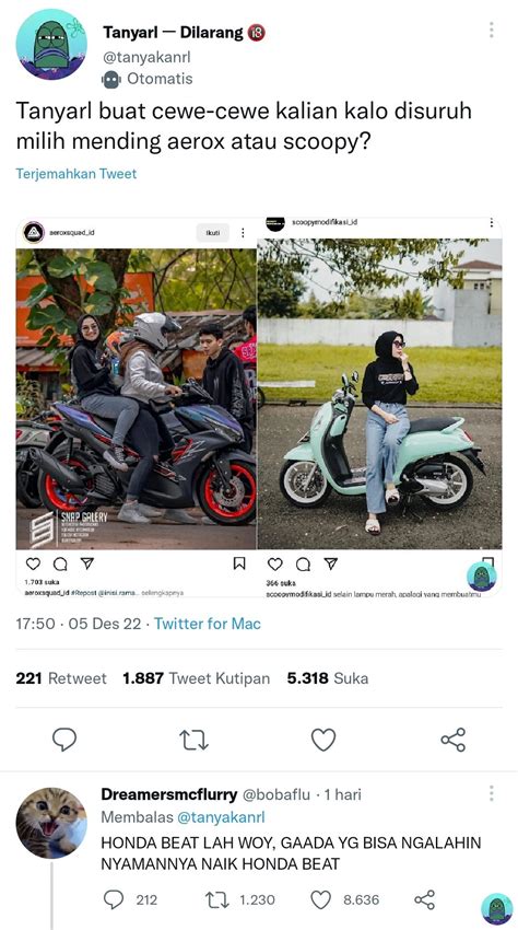 Tanyarl ㅡ Dilarang on Twitter Tanyarl emang damage motor beat