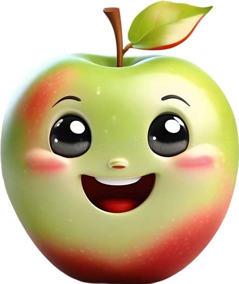 Adorable Cartoon Apple Grins With Rosy Cheeks Stock Illustration