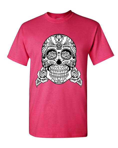 Sugar Skull T Shirt Loyalty Integrity Devotion Honor Tee Shirt Ebay