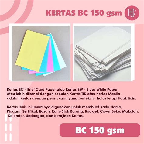 Jual Kertas Bc 150 Gsm Isi 100 Bc Putih Dan Bc Warna Shopee Indonesia