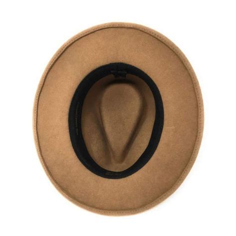 Womens Wool Camel Fedora Hat With Country Feather Wrap Trim Mickleton