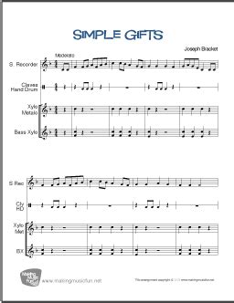 Simple Gifts Orff Orchestration Sheet Music