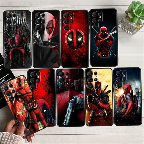 Funda de teléfono Deadpool Hero Marvel carcasa negra para Samsung