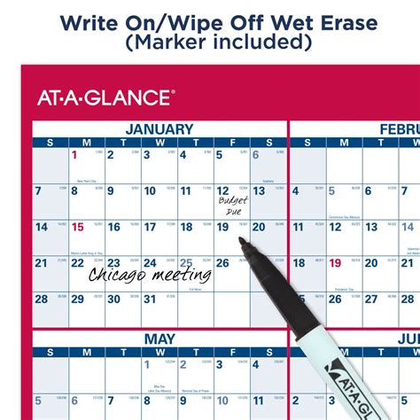 Snapklik At A Glance Monthly Erasable Calendar Dry Erase