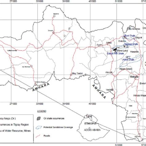 Map Of The Locations Of Oil Shale Deposits In Ethiopia After Tadesse