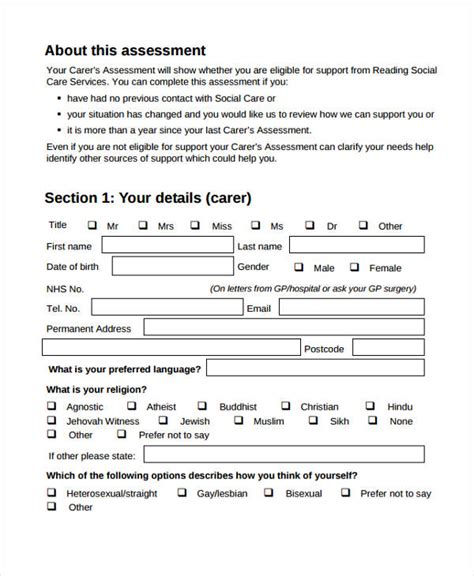 Free 36 Self Assessment Forms In Pdf Ms Word Excel