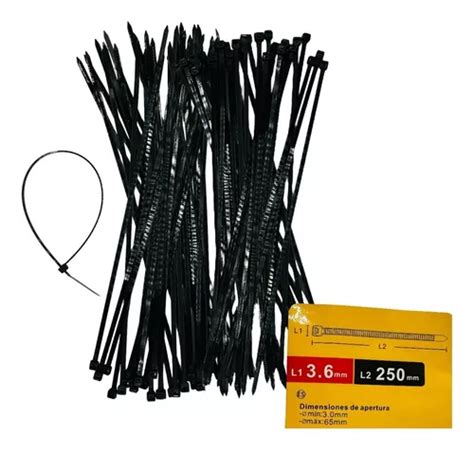 80 Amarras Plásticas Abrazaderas Nylon Negro 25cm X 3 6mm