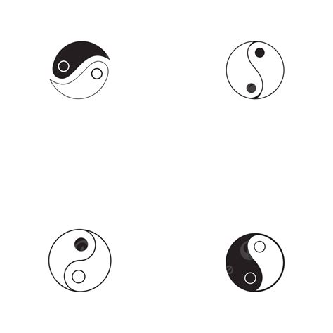 Conjunto De Símbolos Yin Yang Religião Plana Leste Ying Vetor PNG