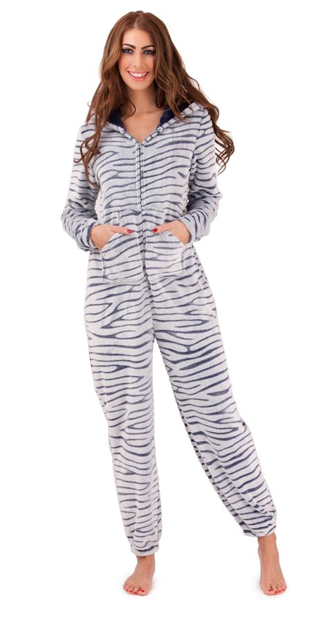 Womens Luxury Onesie Hooded All In One Pyjamas Pjs Jumpsuit Ladies Size Uk 6 16 Ebay