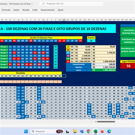 Planilha Lotomania 60 Dezenas Garantia De 19 Pontos Planilhas