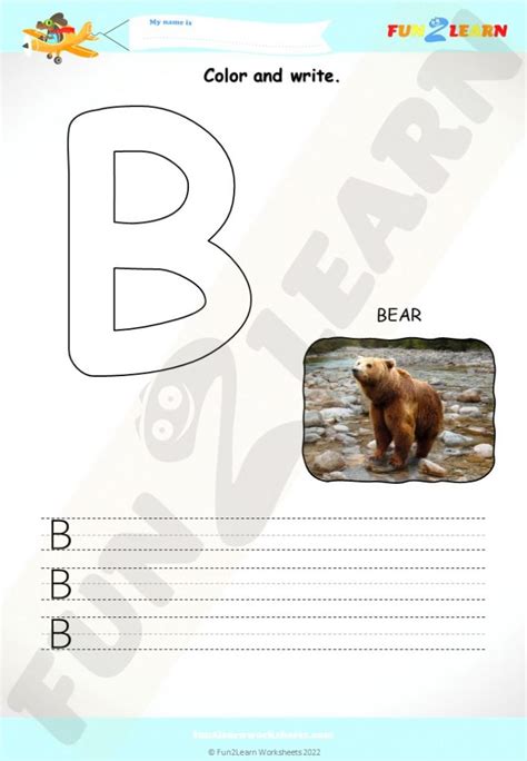 B is for Bear | Animal Alphabet Worksheet - Fun2Learn