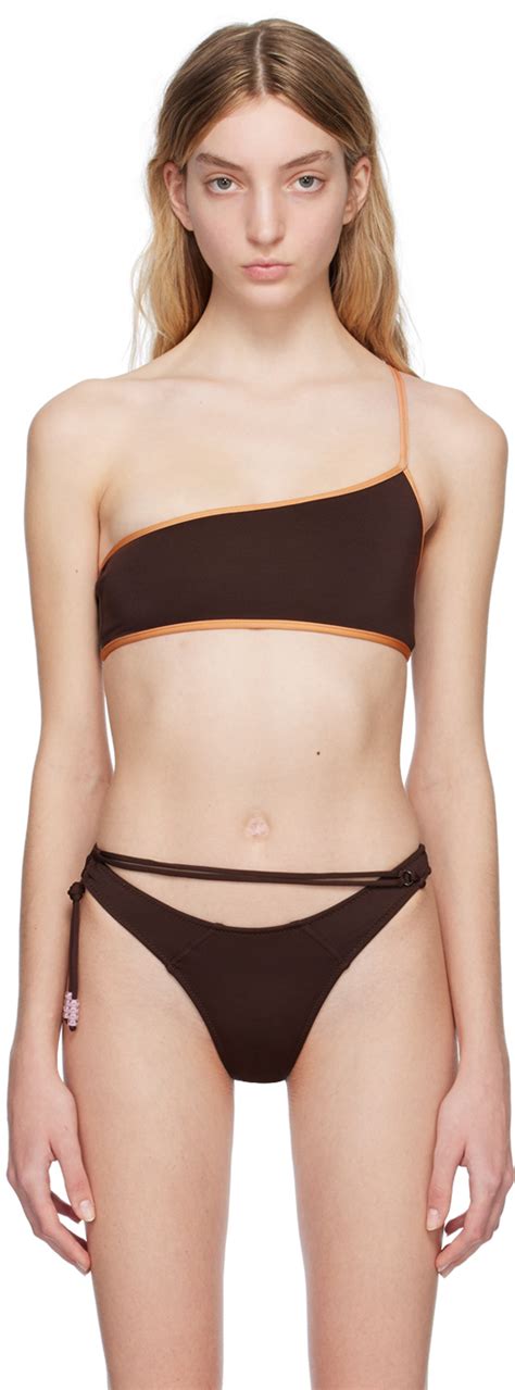 Jacquemus Brown Le Raphia Le Haut De Maillot Maio Bikini Top Jacquemus