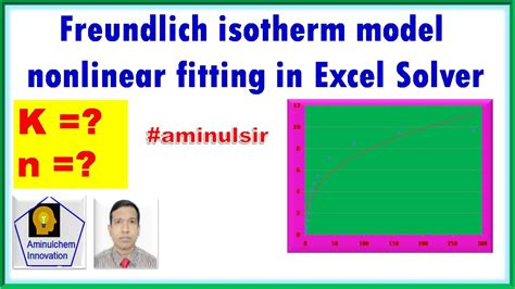 Freundlich Isotherm Model Fitting In Ms Excel Solver Youtube