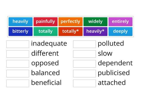 Unit 5 Adverb And Adjective Collocations Match Up