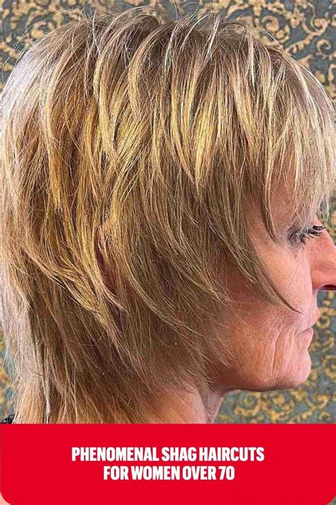 Straight Mullet Shag With Golden Blonde Color For A Woman Over 70 Short