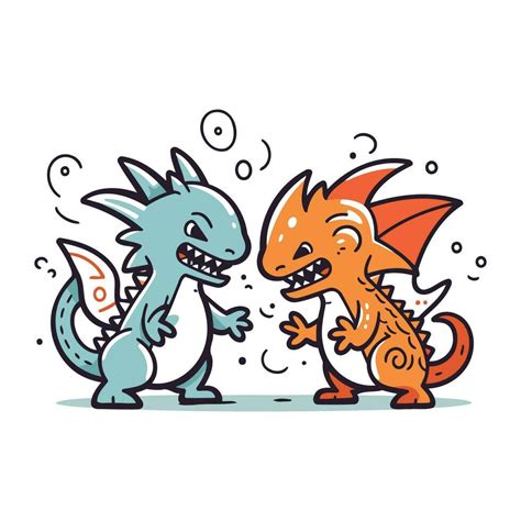 Funny cartoon dragon. Vector illustration in doodle style. 33506530 ...