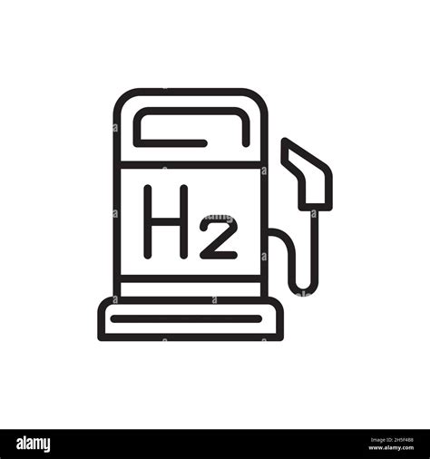 Gas Station H2 Color Line Icon Hydrogen Energy Isolated Vector